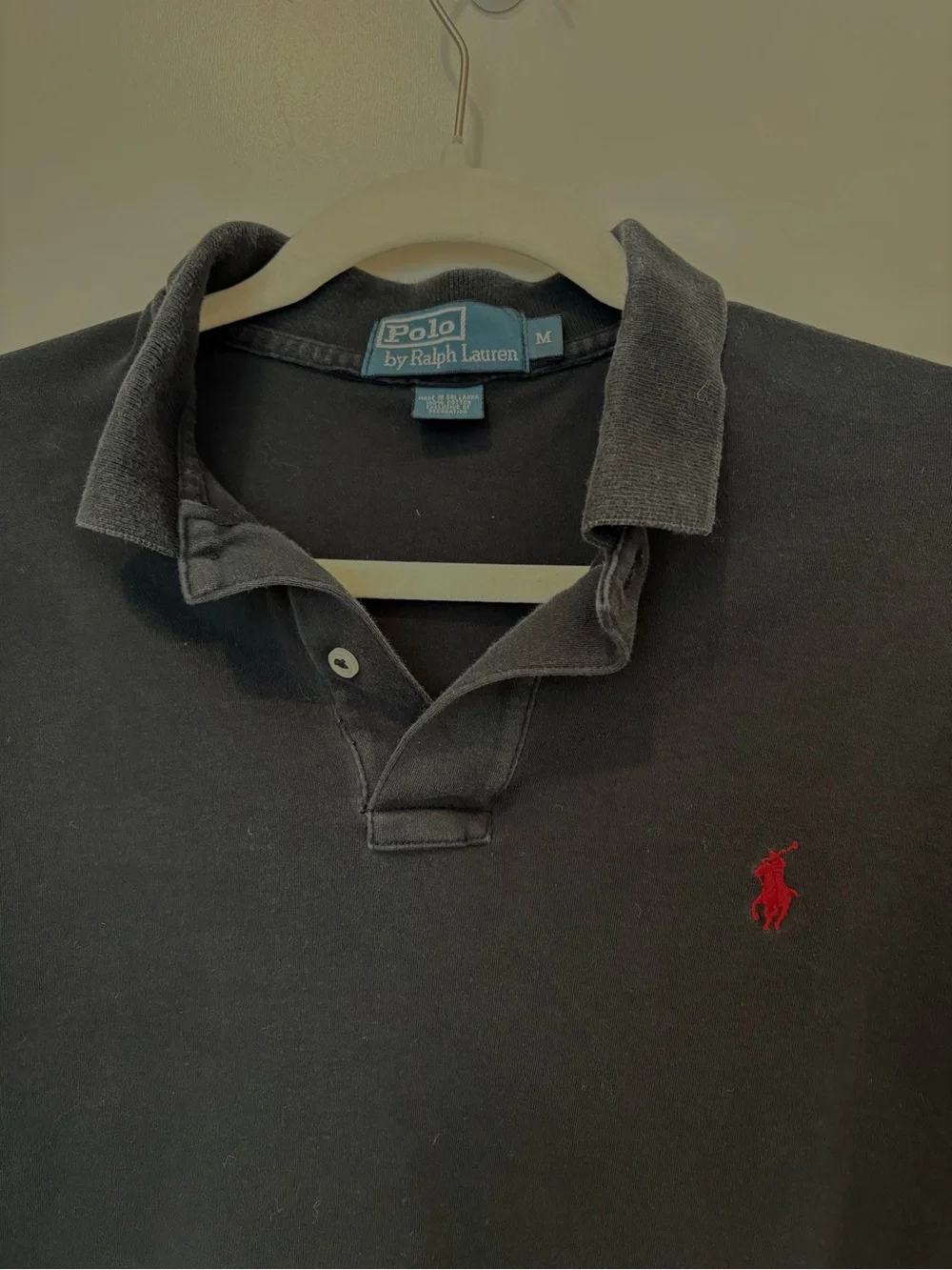 VNTG Polo by Ralph Lauren Classic Black Short-Sleeve Polo with Red Pony Cotton